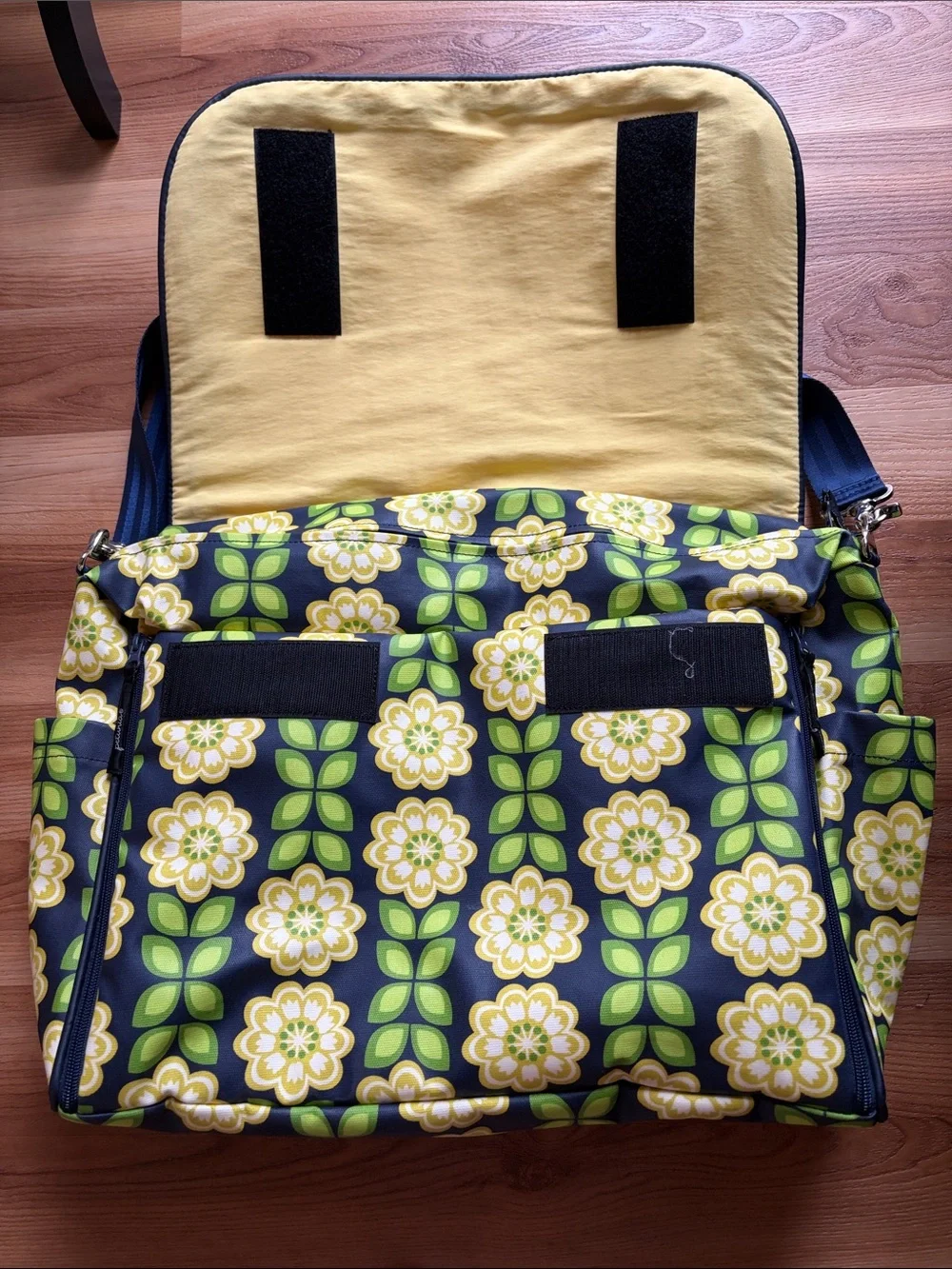 Petunia Pickle Bottom Boxy Convertible Diaper Bag Floral Navy Yellow